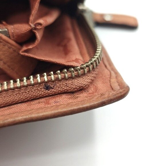 Fossil Maddox Continental Wallet Tan Leather Zip Around - Picture 8 of 8
